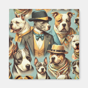 Imán Vintage American Pit Bull Terrier Ilustracion
