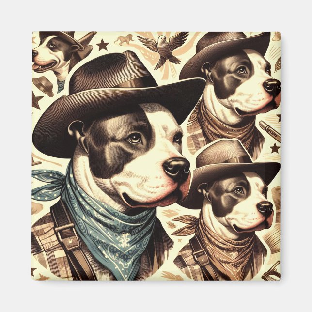 Imán Vintage American Pit Bull Terrier Ilustracion (Frente)