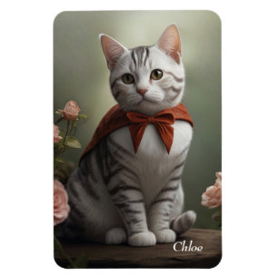 Imán Vintage American Shorthair Kitten con Rosas
