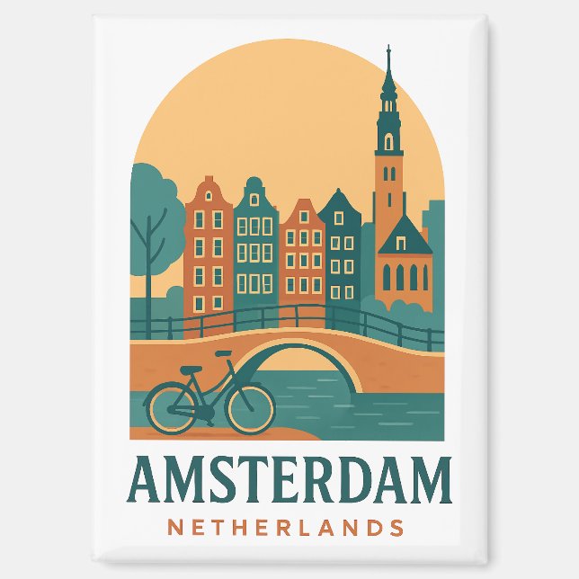 Imán Vintage Amsterdam - Retro Países Bajos (Anverso)