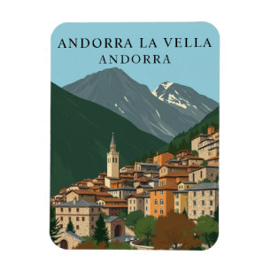Imán Vintage Andorra la Vella Travel Souvenir