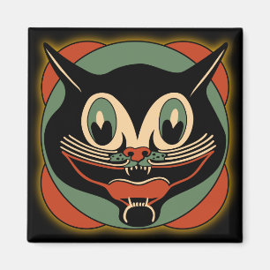 Imán Vintage Art Deco Cat Halloween Magnet