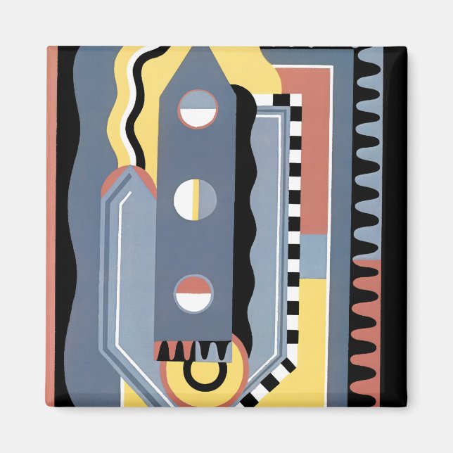 Imán Vintage Art Deco Pochoir Jazz Patrones Geométricos (Frente)