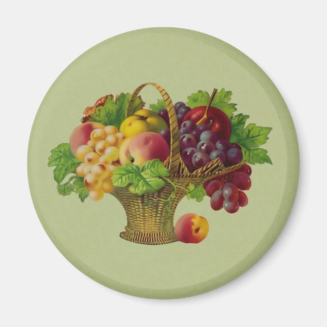 Imán Vintage Art Fruit Basket Magnet (Frente)