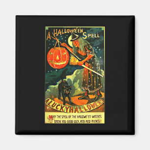 Imán Vintage Art Retro Halloween Witch
