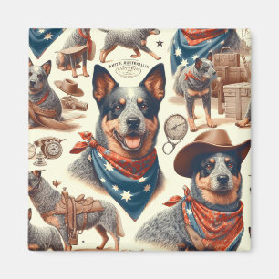 Imán Vintage Australian Cattle Dog Ilustracion