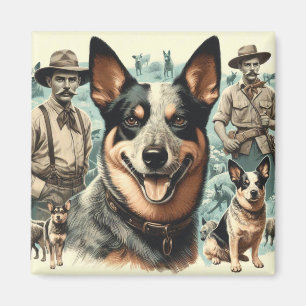 Imán Vintage Australian Cattle Dog Ilustracion