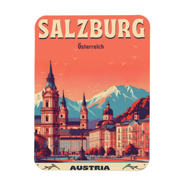 Imán Vintage Austria capital salzburgo (Vertical)