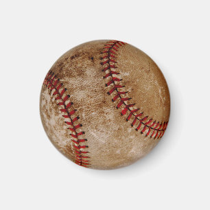Imán Vintage Ball de Béisbol Red and White Sports