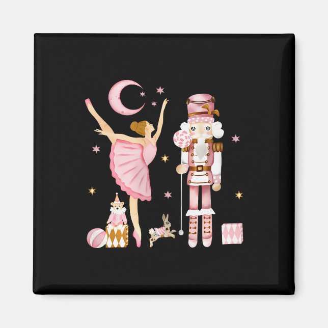 Imán Vintage Ballet Nutcracker Navidades de navidad ros (Frente)