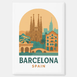 Imán Vintage Barcelona Spain Travel Sagrada Familia 