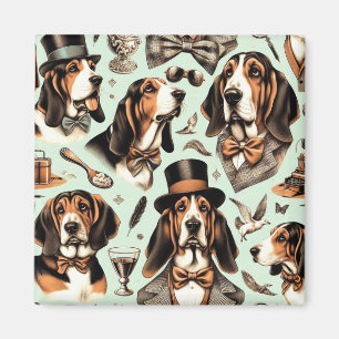 Imán Vintage Basset Hound Seamless
