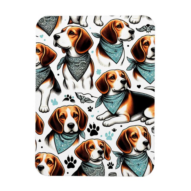Imán Vintage Beagle Puppy Seamless (Vertical)