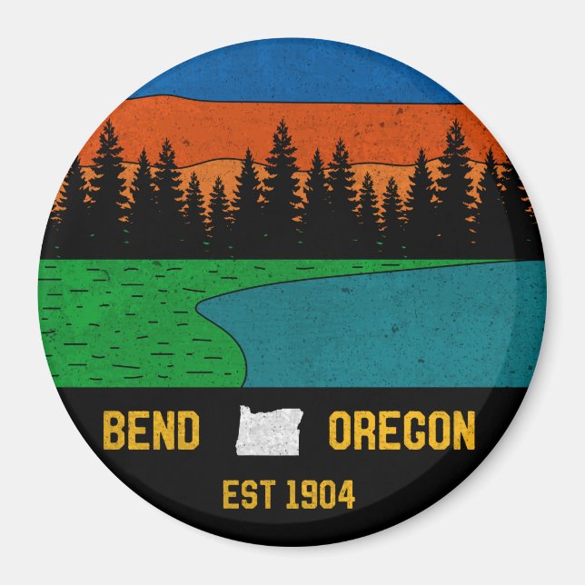 Imán Vintage Bend Oregon Mountain Retro Souvenir (Frente)