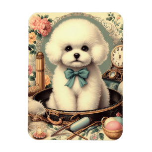 Imán Vintage Bichon Frisé Pintura