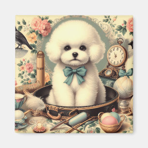 Imán Vintage Bichon Frisé Pintura