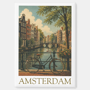 Imán Vintage Bicicleta del Canal de Amsterdam Arte de V