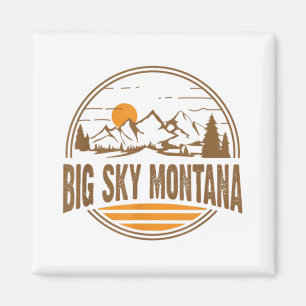 Imán Vintage Big Sky, Montana Mountain Senderismo Souve