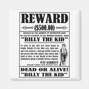 Imán Vintage Billy the Kid Wanted Poster