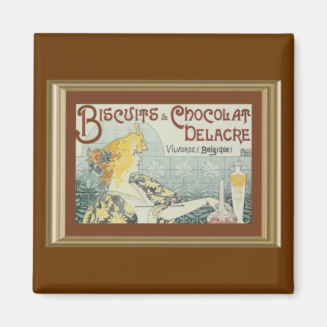 Imán Vintage Biscuits Chocolat Delacre Ad Magnet (Frente)