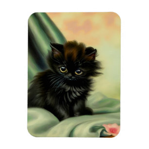 Imán Vintage Black Kitten Ilustracion