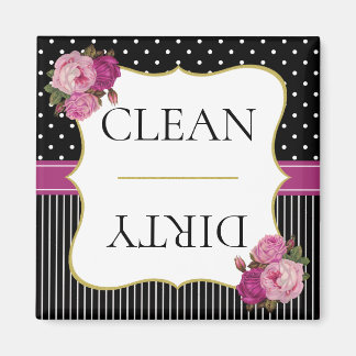 Imán Vintage Black Stripe Dots Purple Floral Deslavavaj