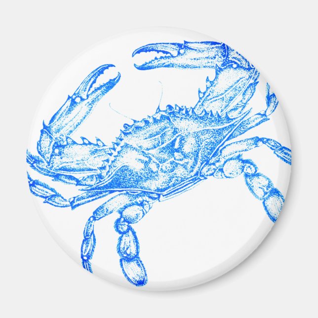 Imán Vintage  blue  crab - round (Frente)