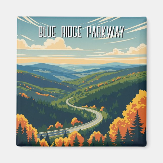 Imán Vintage Blue Ridge Parkway Souvenir (Frente)
