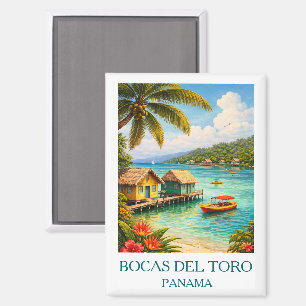 Imán Vintage Bocas del Toro Panamá Viaje Tropical