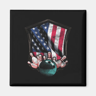Imán Vintage Bowling American Flag 4 jul. Bowling
