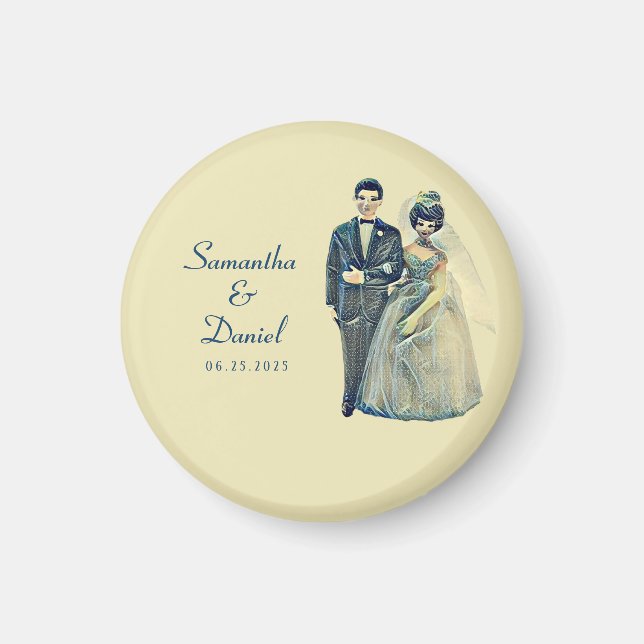 Imán Vintage Bride Groom Wedding Save the Date (Frente)