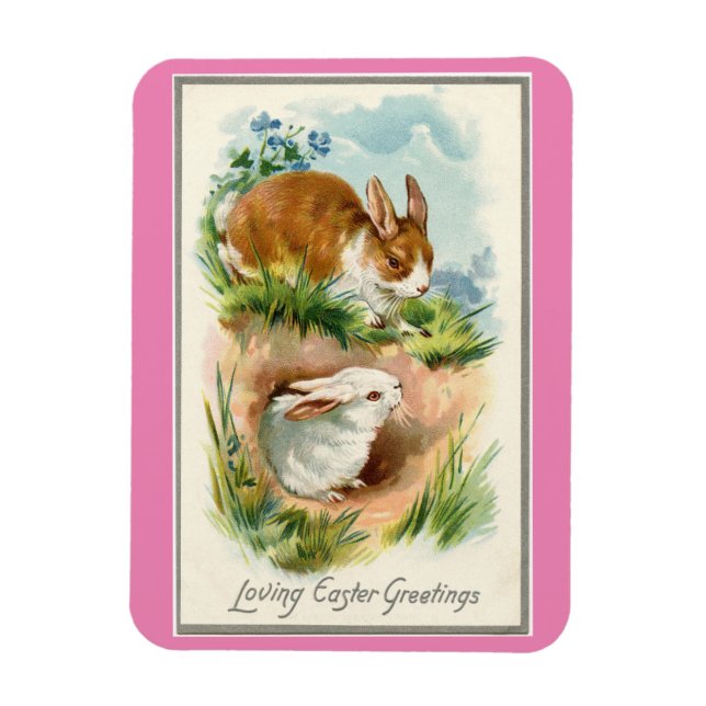 Imán Vintage Bunnies Easter (Vertical)