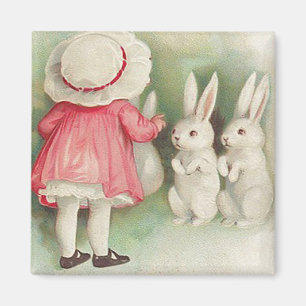 Imán Vintage Bunny Rabbits Easter Greby