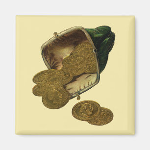 Imán Vintage Business Finance, Gold Coin Money en bolsa