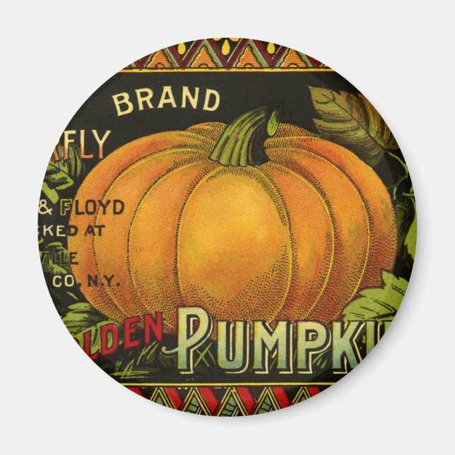 Imán Vintage Can Label Art, Mariposa Calabaza Vegetable (Frente)