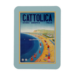 Imán Vintage Cattolica Beach publicidad de viajes en It