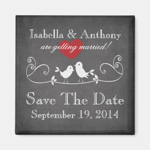 Imán Vintage Chalkboard Love Birds Save the Date Magnet