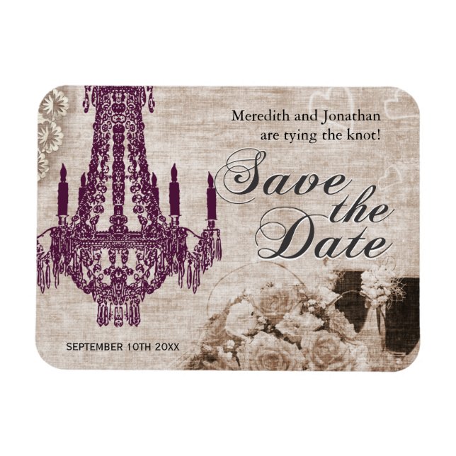 Imán Vintage Chandelier Save the Date Magnets (Horizontal)