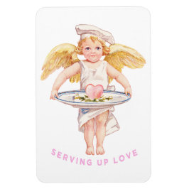 Imán Vintage Chef Cherub Serving Up Love Chic Valentine