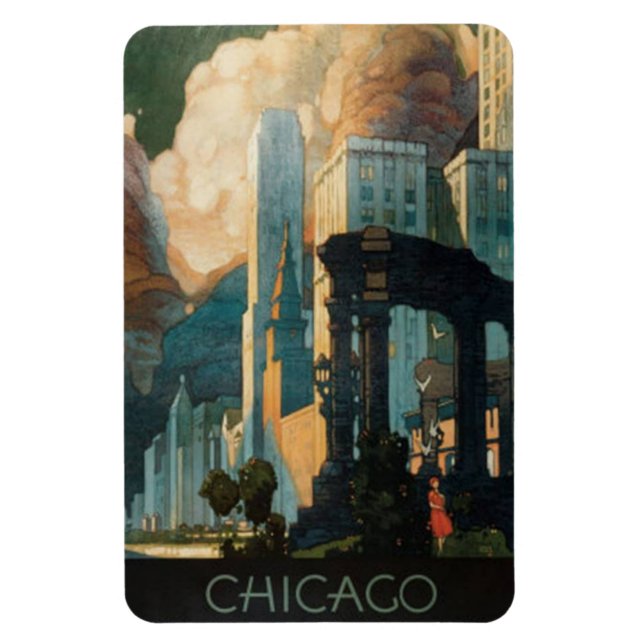 Imán Vintage Chicago, Estados Unidos - (Vertical)