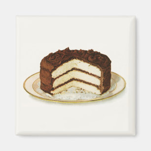 Imán Vintage Chocolate Iced Layer Cake Fridge Magnet