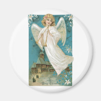 Imán Vintage Christmas Angel jugando a la Trumpeta