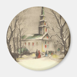 Imán Vintage Christmas, Church in Winowscape