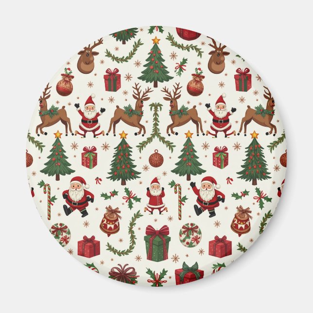 Imán Vintage Christmas Circle Magnet (Frente)