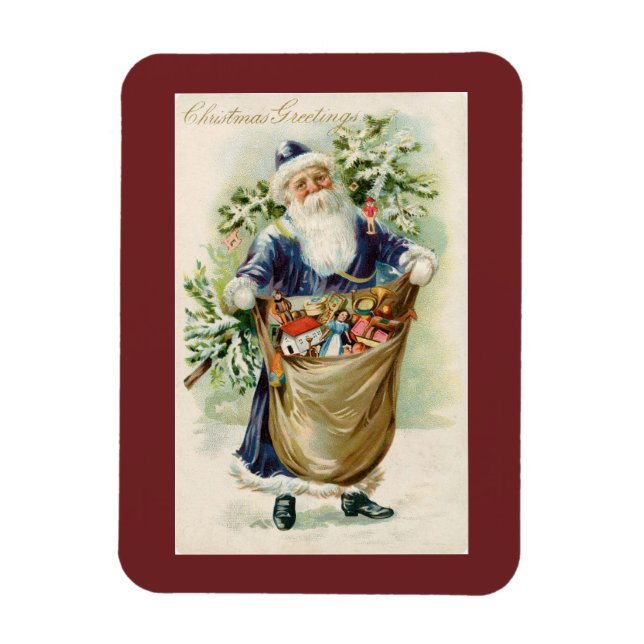 Imán Vintage Christmas Greetings Santa (Vertical)