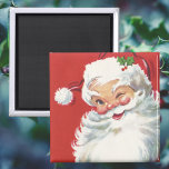 Imán Vintage Christmas, Jolly Winking Santa Claus<br><div class="desc">Diseño de vacaciones de Navidades de ilustracion de época con un feliz y alegre Santa Claus usando un gorra y guiñando el ojo como si tuviera un secreto. Ho,  ho,  ho,  ¡Feliz Navidad!</div>