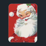 Imán Vintage Christmas, Jolly Winking Santa Claus<br><div class="desc">Diseño de vacaciones de Navidades de ilustracion de época con un feliz y alegre Santa Claus usando un gorra y guiñando el ojo como si tuviera un secreto. Ho,  ho,  ho,  ¡Feliz Navidad!</div>