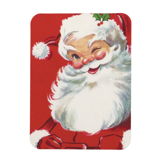 Imán Vintage Christmas, Jolly Winking Santa Claus (Vertical)