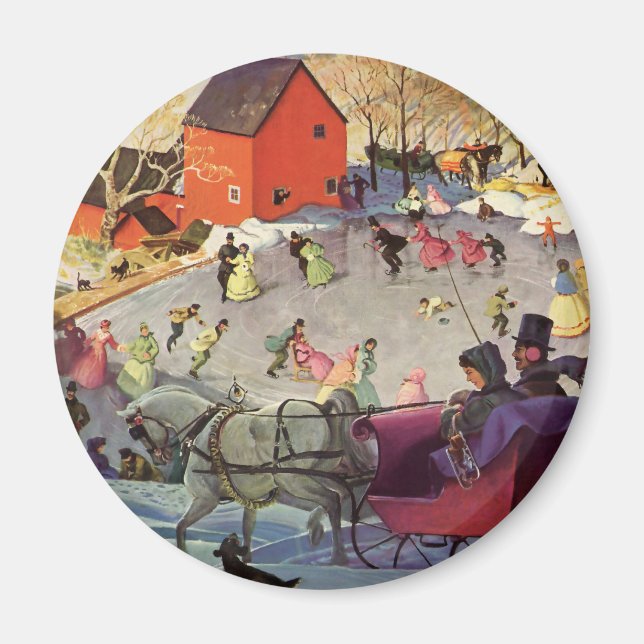 Imán Vintage Christmas, Love and Romance Sleigh Ride (Frente)