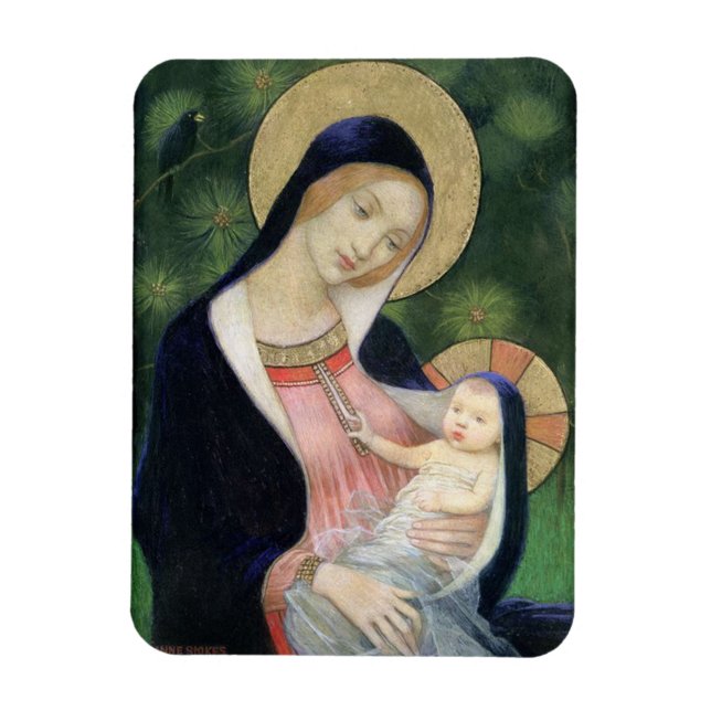 Imán Vintage Christmas Madonna & Child Holiday Card (Vertical)
